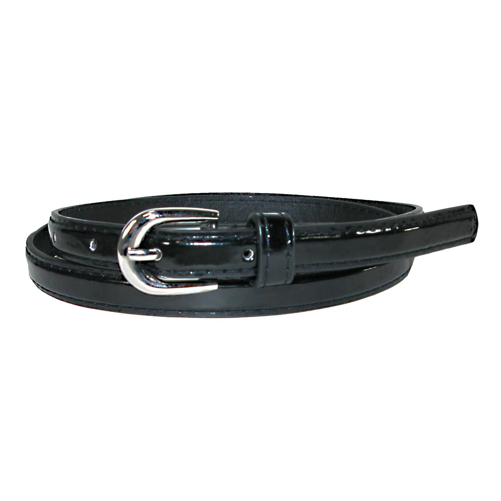 CTM® Women's 1/2 Inch Skinny Dress Belt Patent Faux Leather - Women's 1/2 Inch Skinny Dress Belt Patent Faux Leather