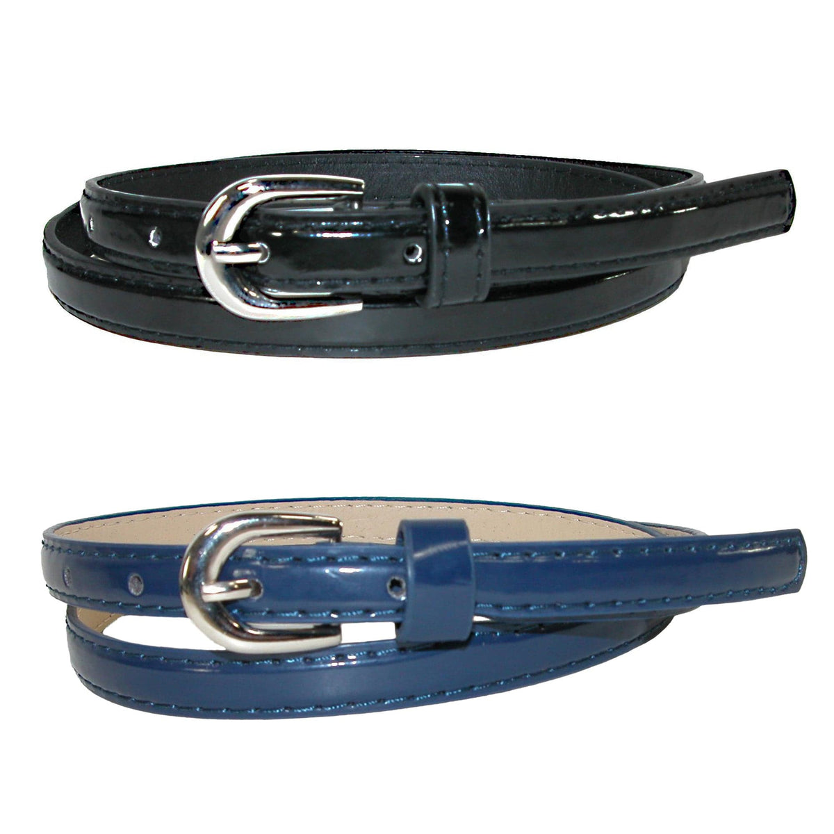 CTM® Women's Skinny 1/2 Inch Dress Belt (Pack of 2 Colors)