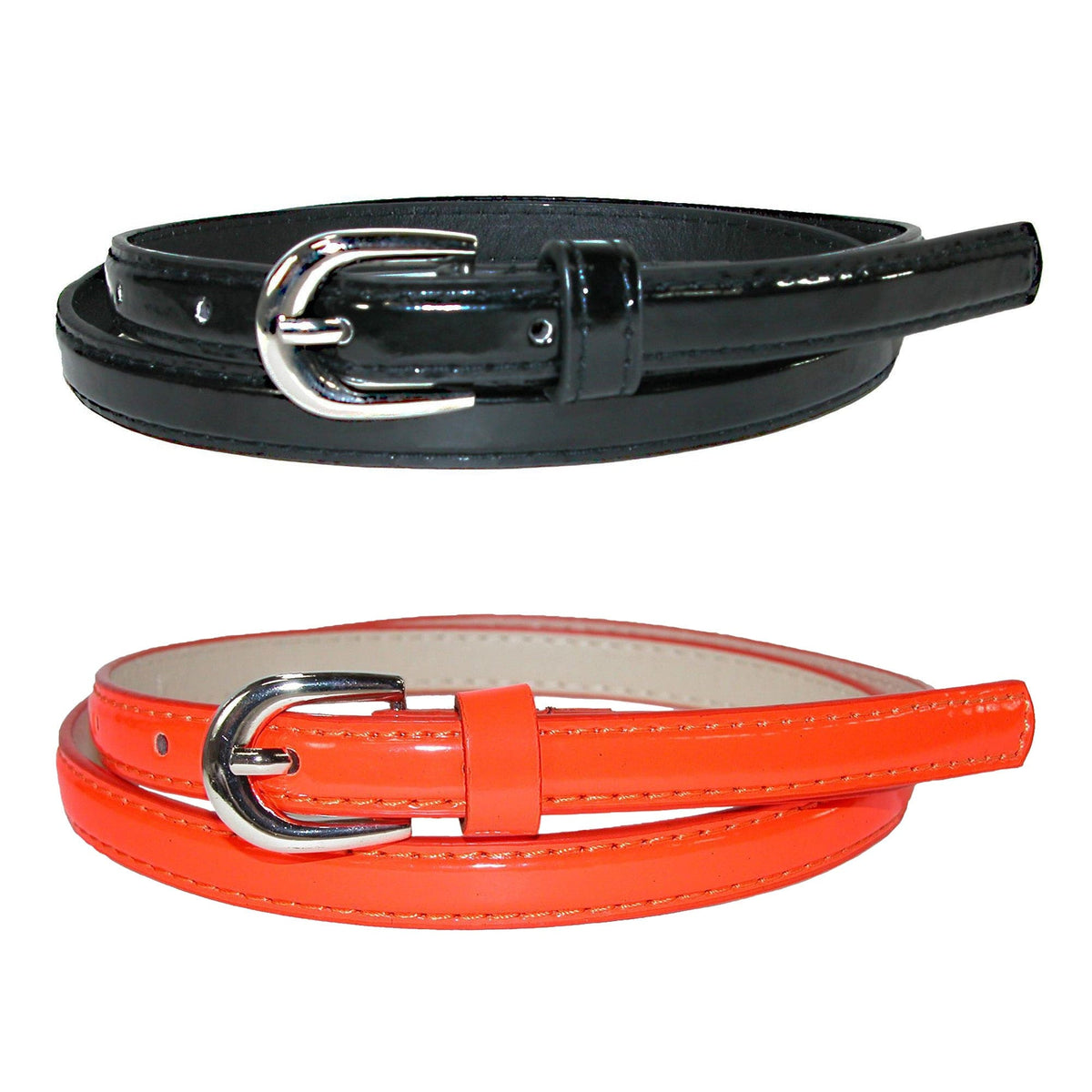 CTM® Women's Skinny 1/2 Inch Dress Belt (Pack of 2 Colors)