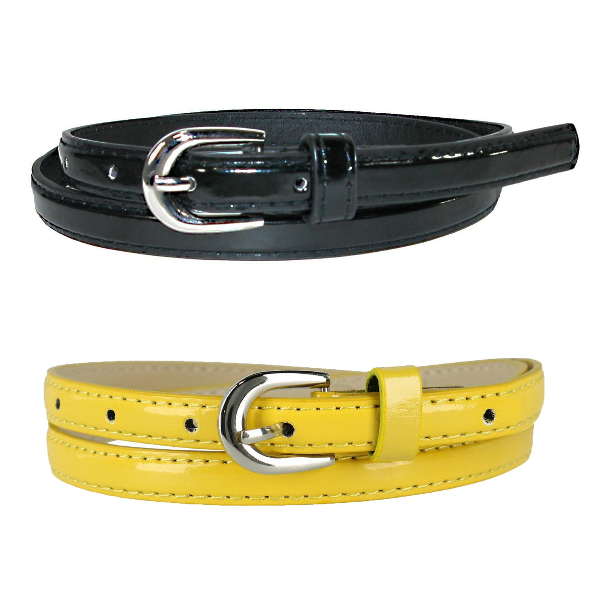 CTM® Women's Skinny 1/2 Inch Dress Belt (Pack of 2 Colors)