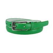Women's 3/4 Inch Skinny Leather Dress Belt Silver Buckle