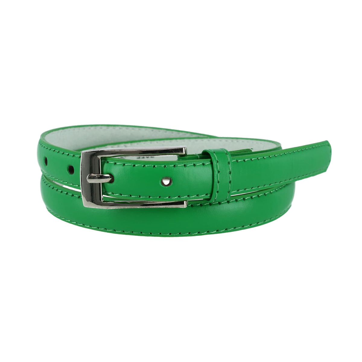 CTM® Women's 3/4 Inch Skinny Leather Dress Belt Silver Buckle - Women's 3/4 Inch Skinny Leather Dress Belt Silver Buckle