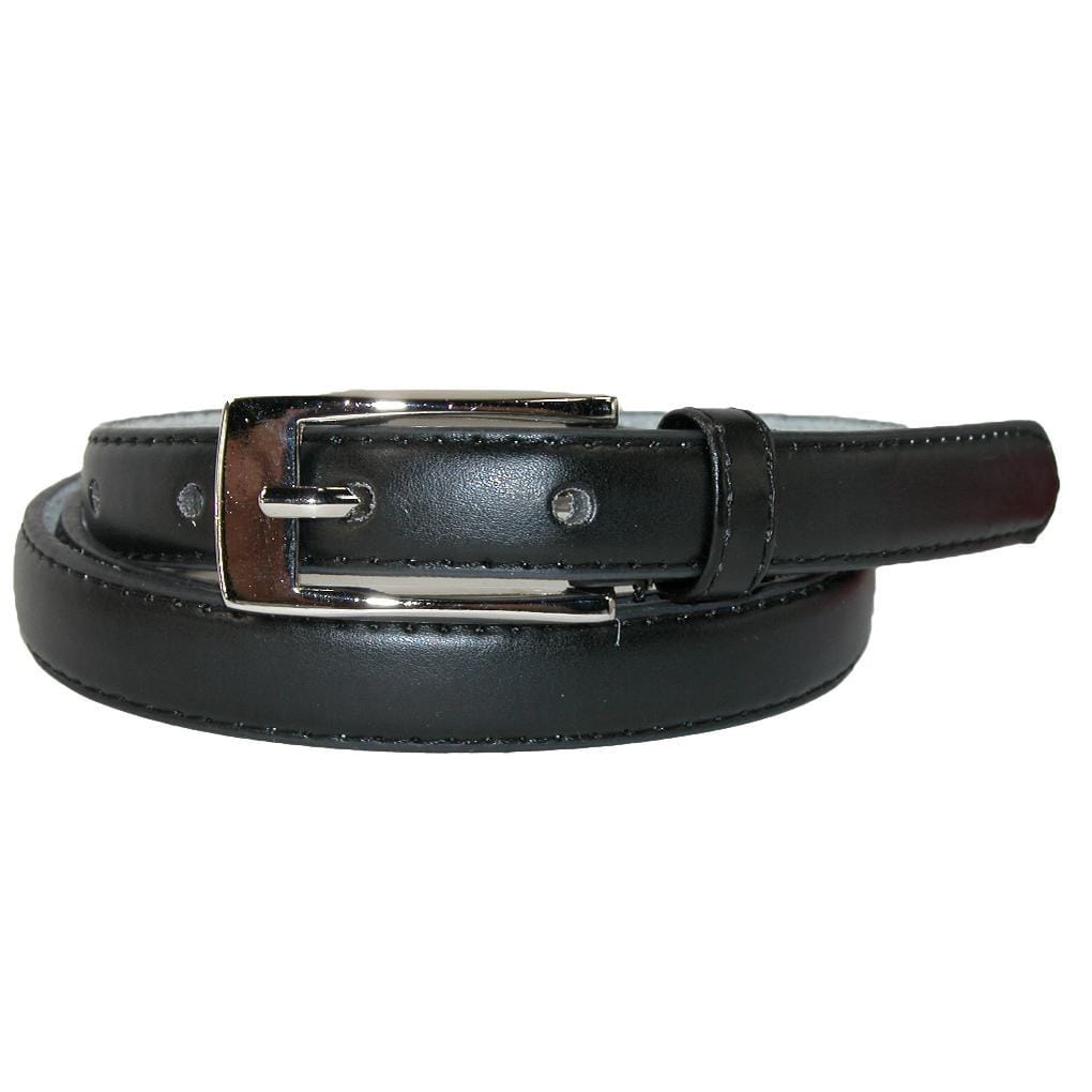 CTM® Women's Skinny 3/4 Inch Leather Dress Belt (Pack of 2) - Black