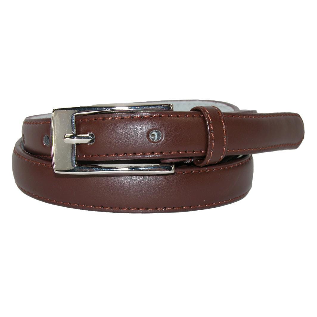 CTM® Women's Skinny 3/4 Inch Leather Dress Belt (Pack of 2) - Brown