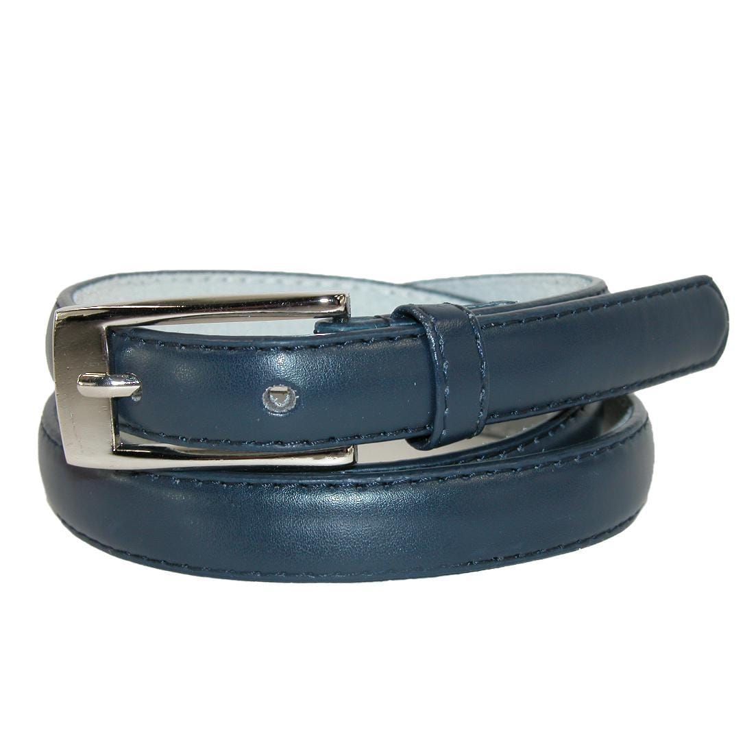 CTM® Women's Skinny 3/4 Inch Leather Dress Belt (Pack of 2) - Navy