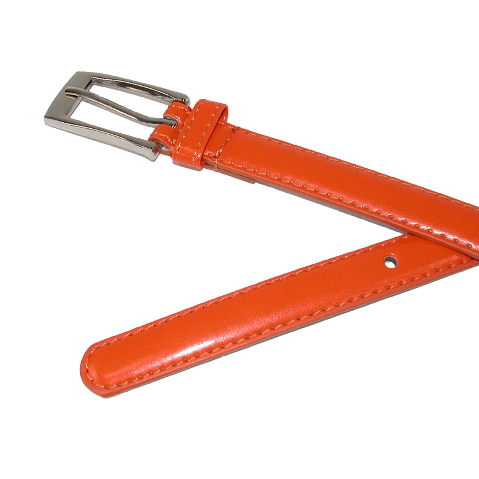 CTM® Women's Skinny 3/4 Inch Leather Dress Belt (Pack of 2) - Orange