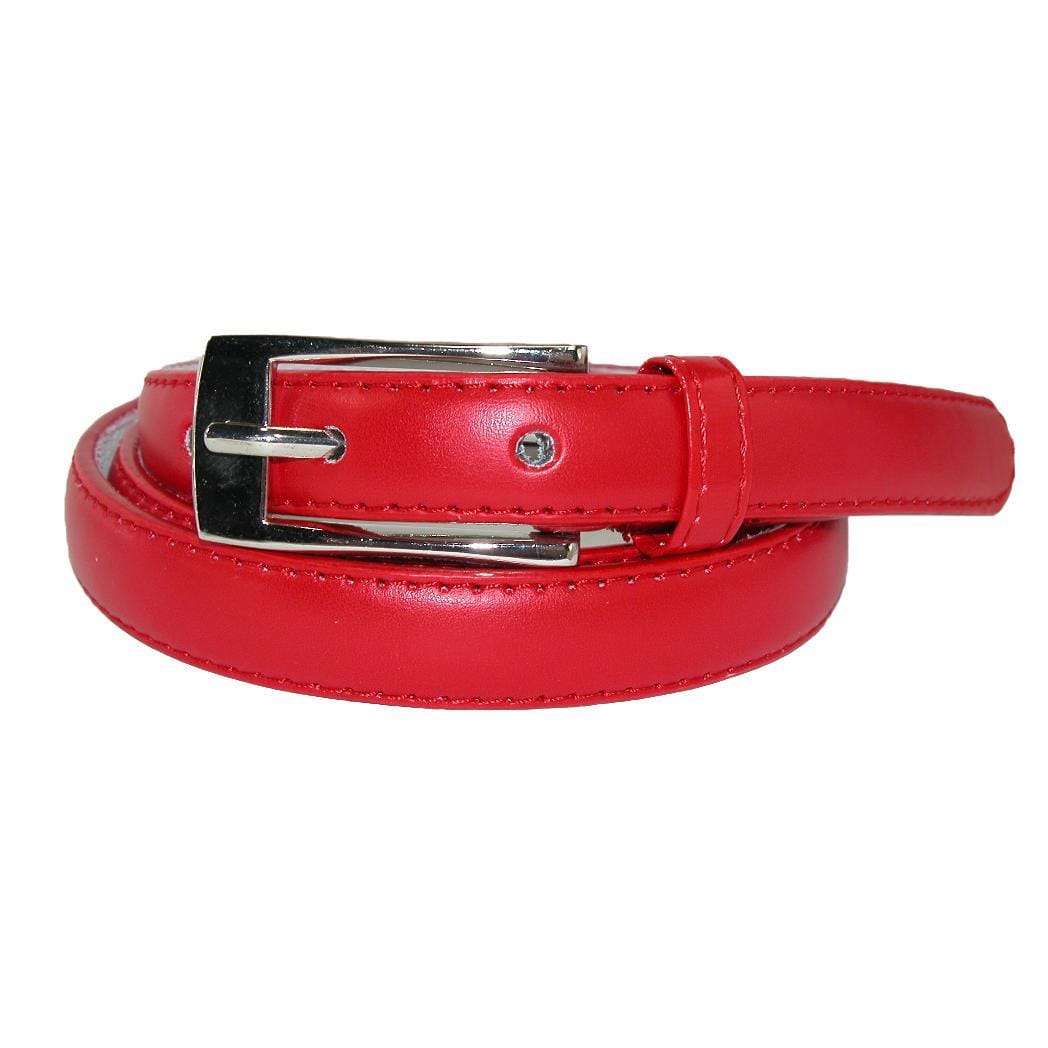 CTM® Women's Skinny 3/4 Inch Leather Dress Belt (Pack of 2) - Red