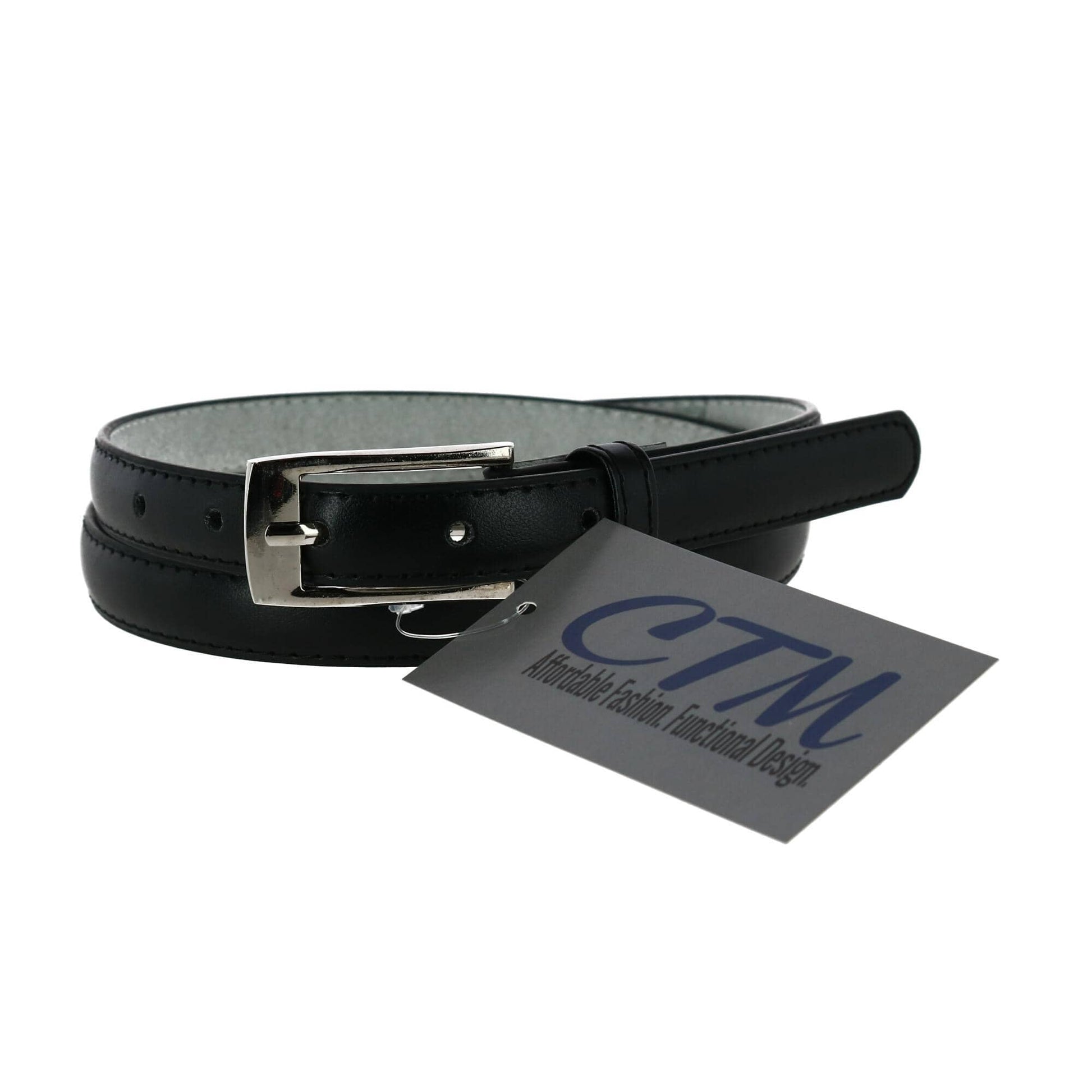 CTM® Womens Skinny Leather Dress Belt 2-Pack 3/4 in Black + Color - Black and Brown