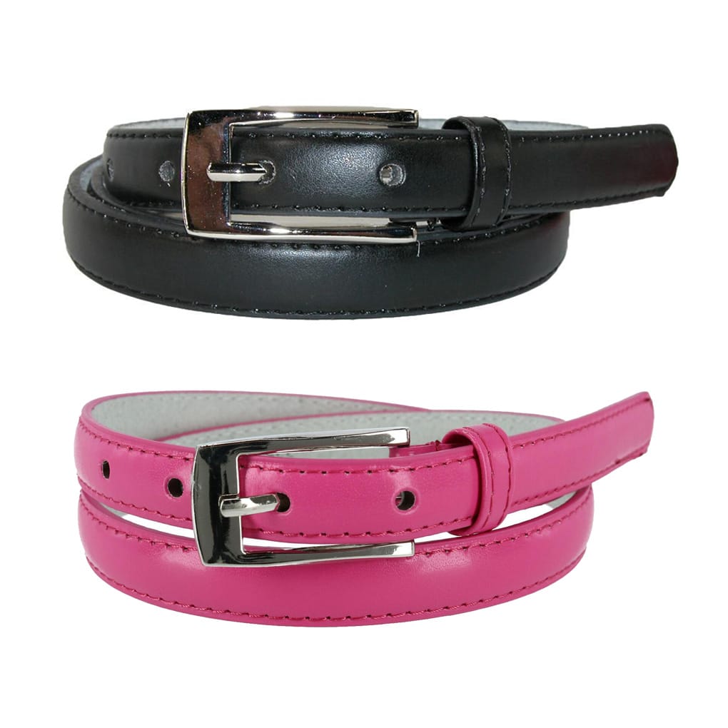 CTM® Womens Skinny Leather Dress Belt 2-Pack 3/4 in Black + Color