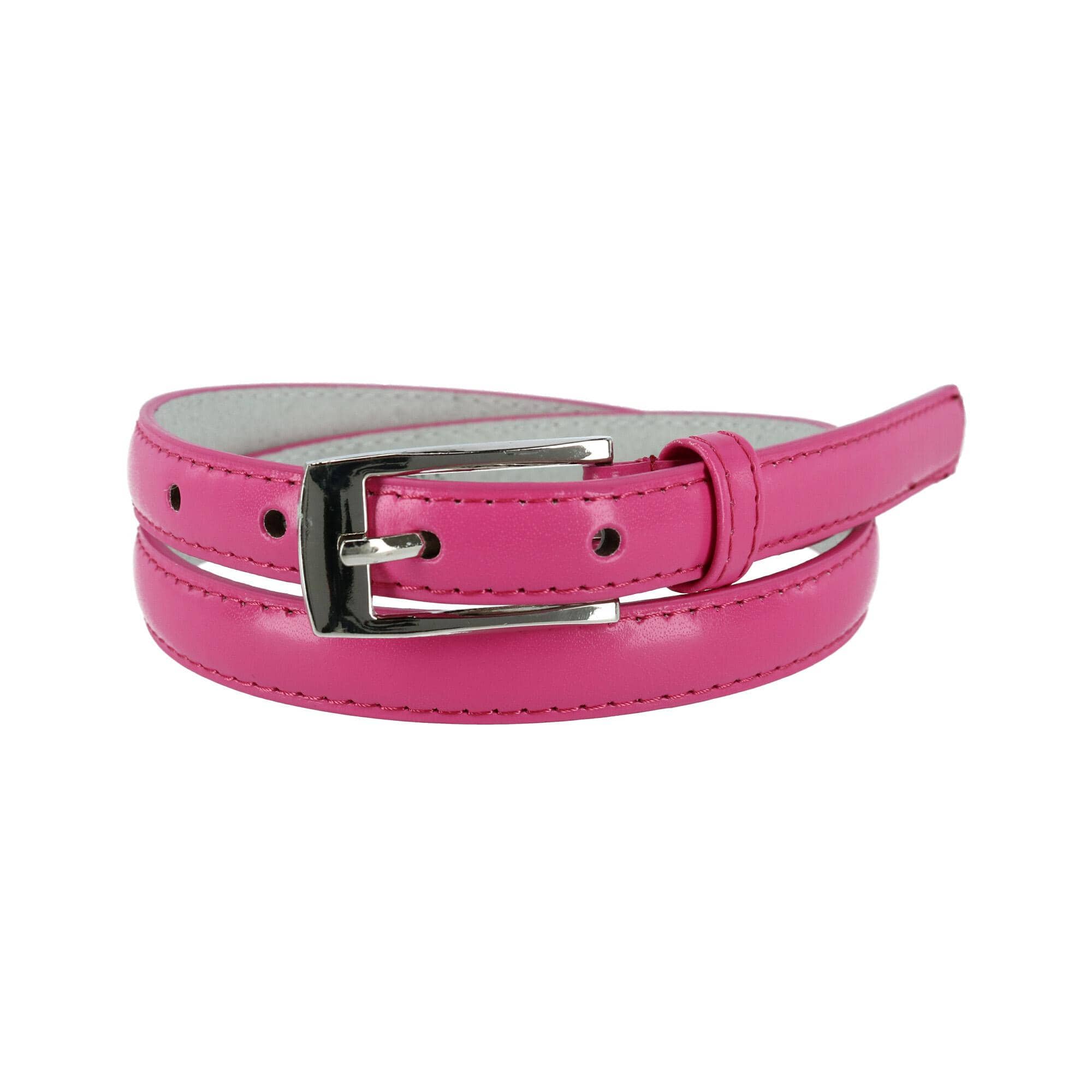 CTM® Womens Skinny Leather Dress Belt 2-Pack 3/4 in Black + Color - Black and Dark Pink