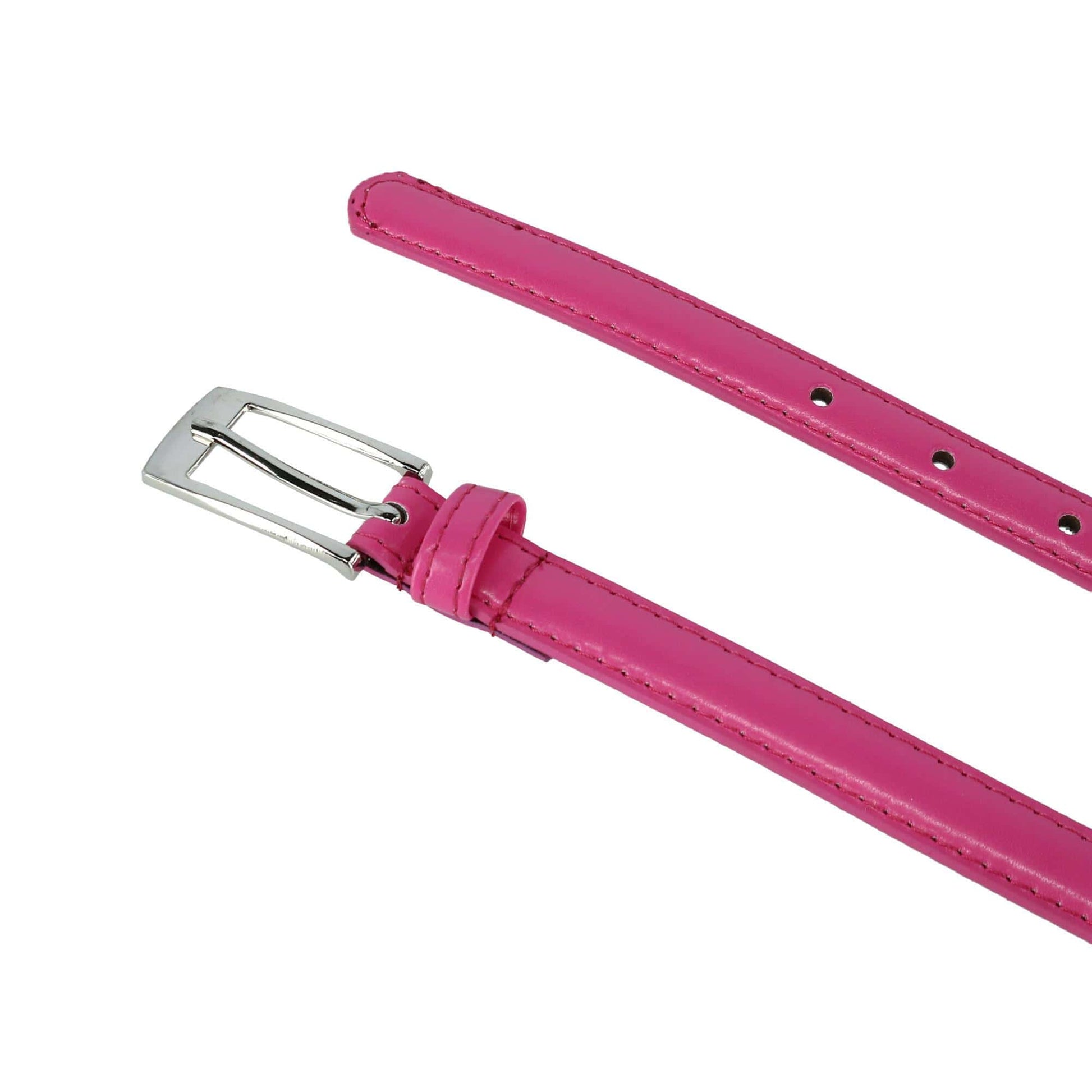 CTM® Womens Skinny Leather Dress Belt 2-Pack 3/4 in Black + Color - Black and Dark Pink