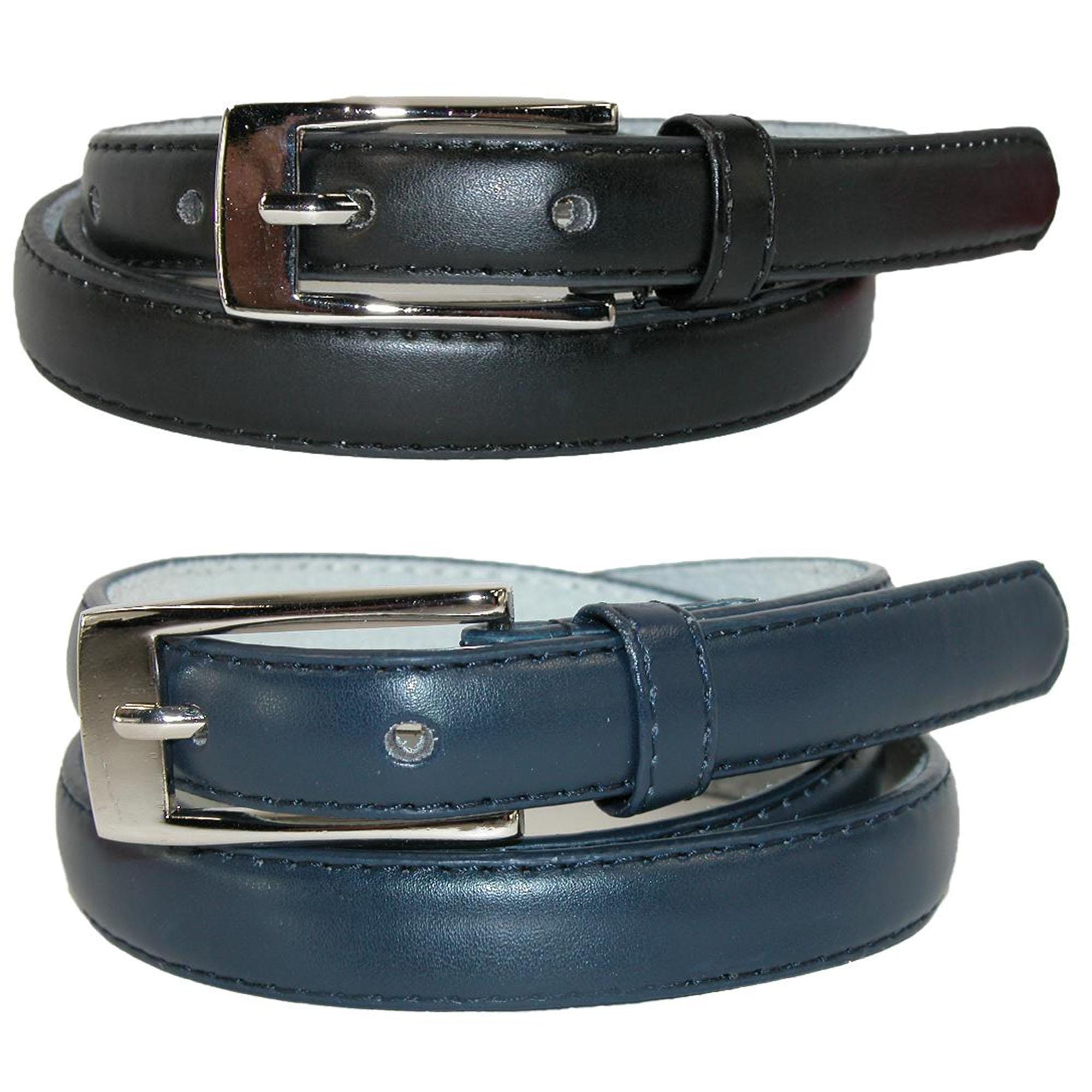 CTM® Womens Skinny Leather Dress Belt 2-Pack 3/4 in Black + Color