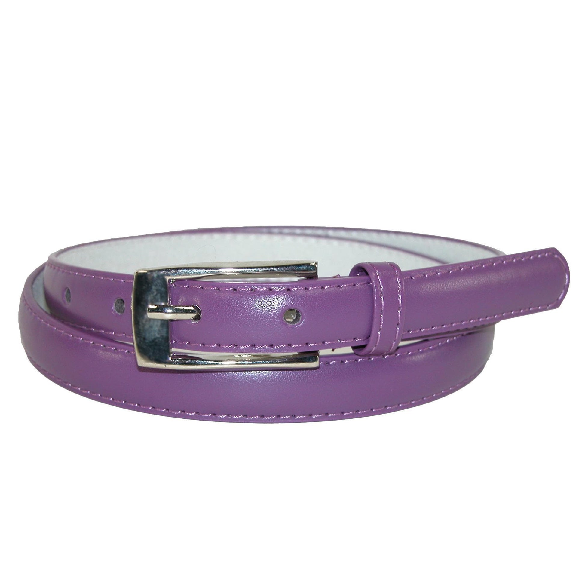 CTM® Womens Skinny Leather Dress Belt 2-Pack 3/4 in Black + Color - Black and Purple