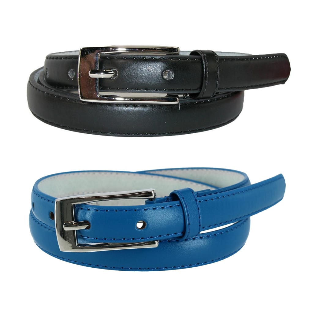 CTM® Womens Skinny Leather Dress Belt 2-Pack 3/4 in Black + Color
