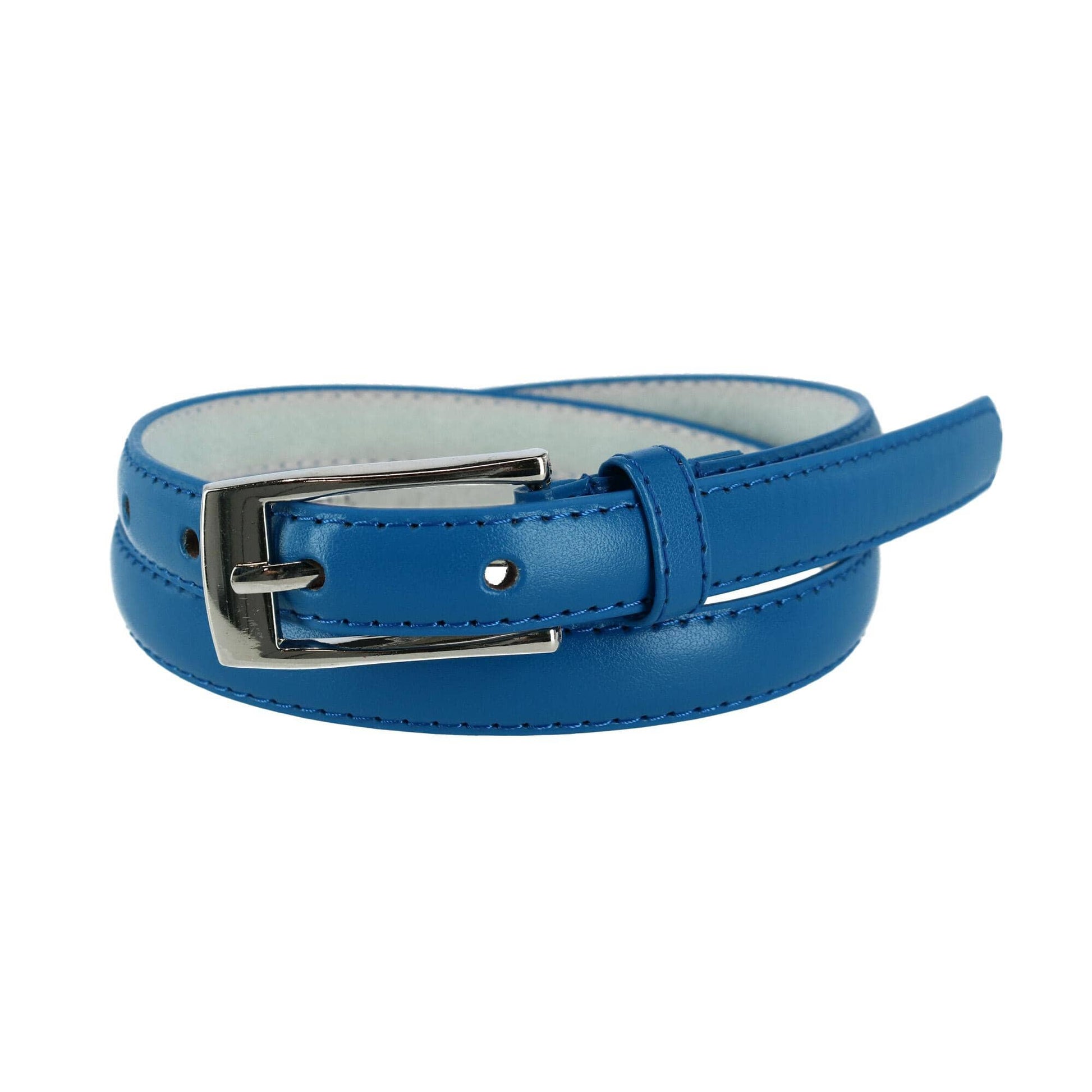 CTM® Womens Skinny Leather Dress Belt 2-Pack 3/4 in Black + Color - Black and Royal