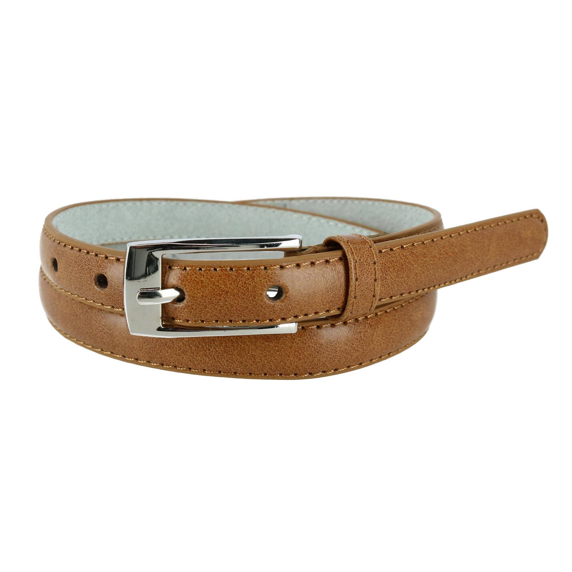 CTM® Womens Skinny Leather Dress Belt 2-Pack 3/4 in Black + Color - Black and Tan
