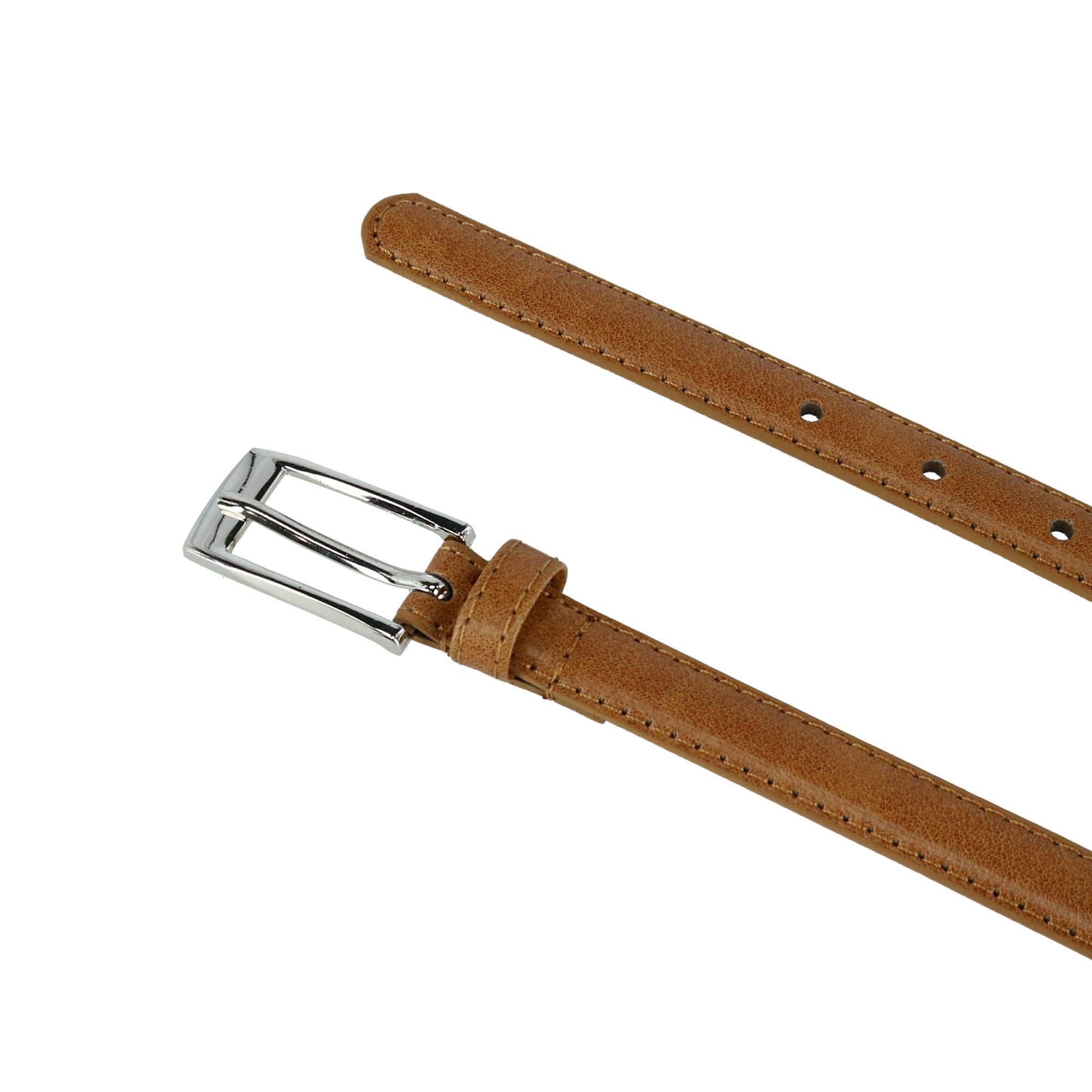 CTM® Womens Skinny Leather Dress Belt 2-Pack 3/4 in Black + Color - Black and Tan