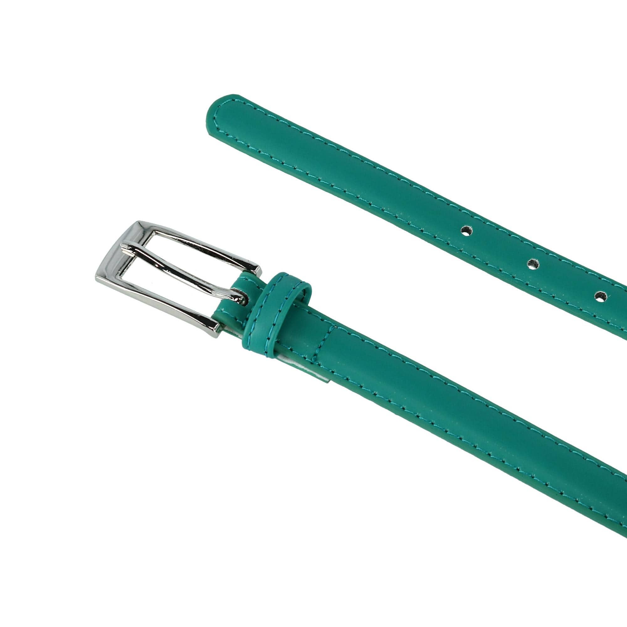 CTM® Womens Skinny Leather Dress Belt 2-Pack 3/4 in Black + Color - Black and Turquoise