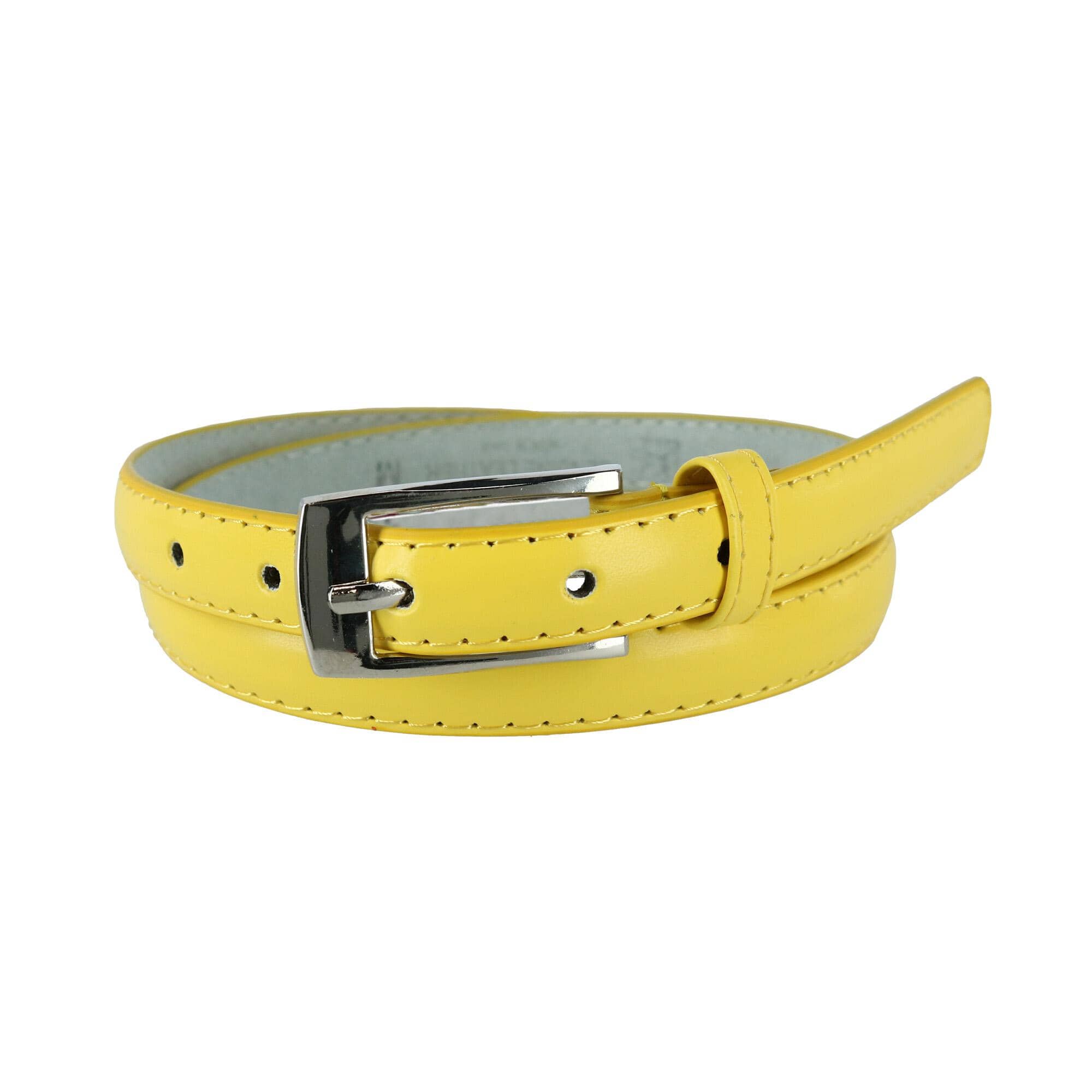 CTM® Womens Skinny Leather Dress Belt 2-Pack 3/4 in Black + Color - Black and Yellow