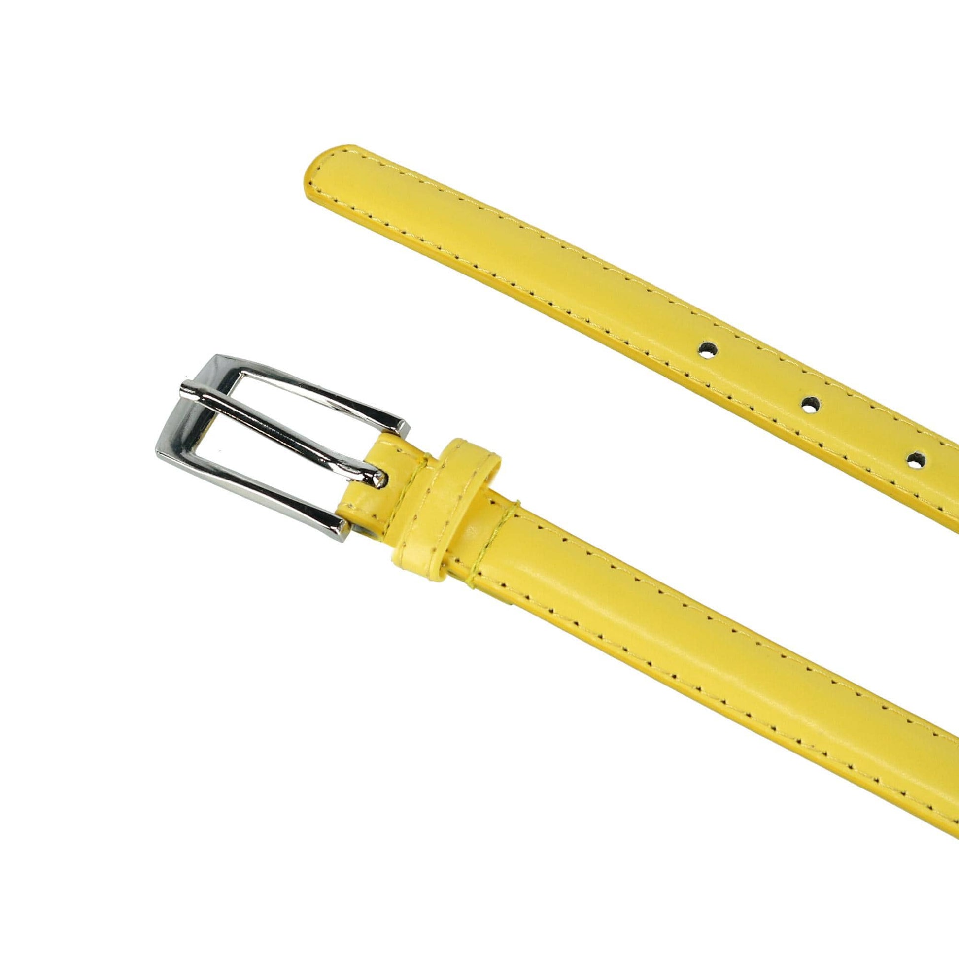 CTM® Womens Skinny Leather Dress Belt 2-Pack 3/4 in Black + Color - Black and Yellow