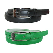 Womens Skinny Leather Dress Belt 2-Pack 3/4 in Black + Color