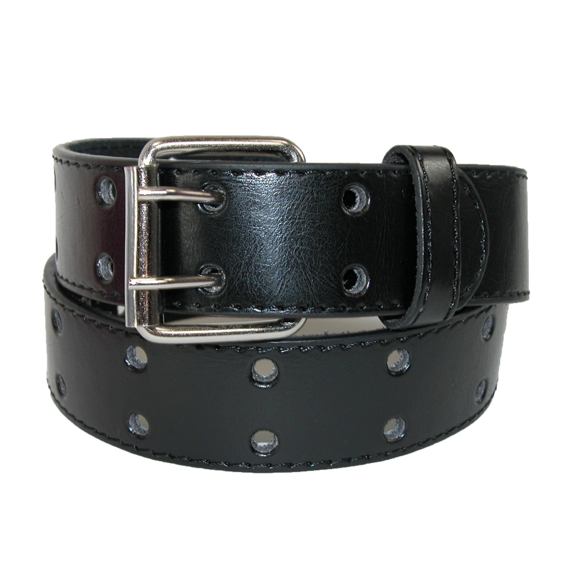 CTM® Kids' 1 Inch Wide Leather Two Hole Jean Belt - Black