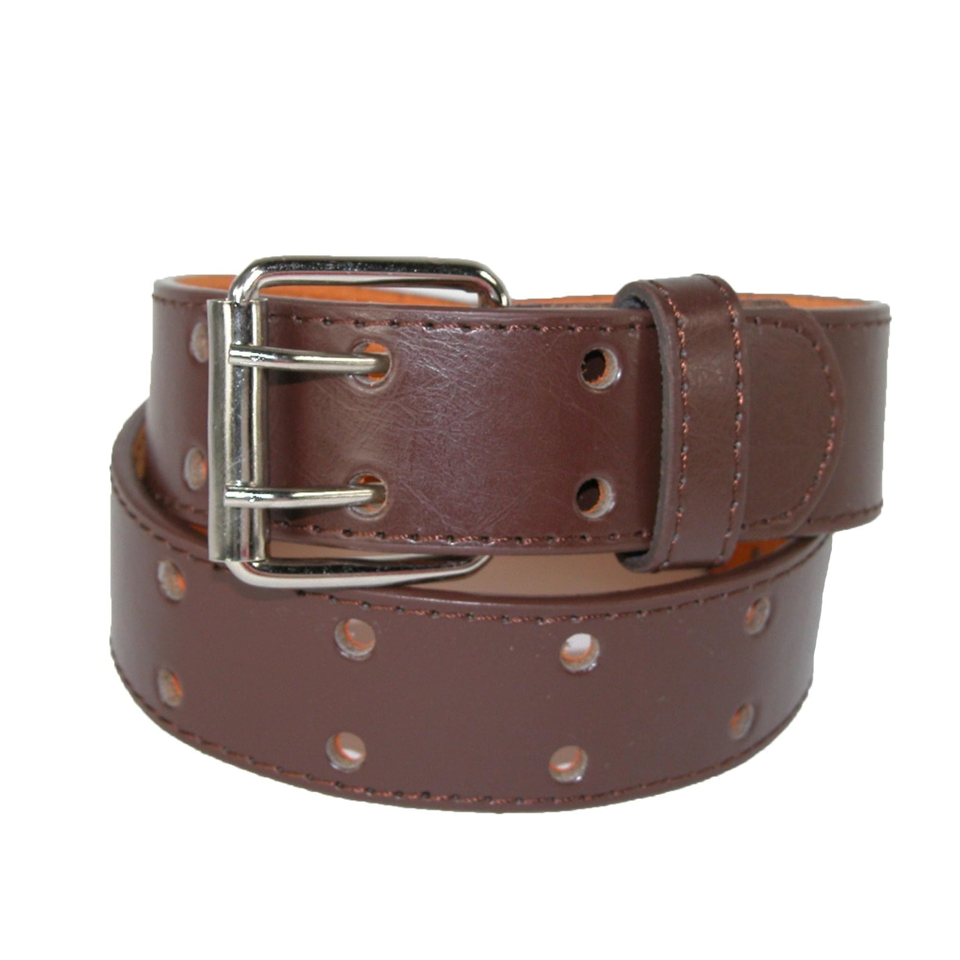 CTM® Kids' 1 Inch Wide Leather Two Hole Jean Belt - Brown