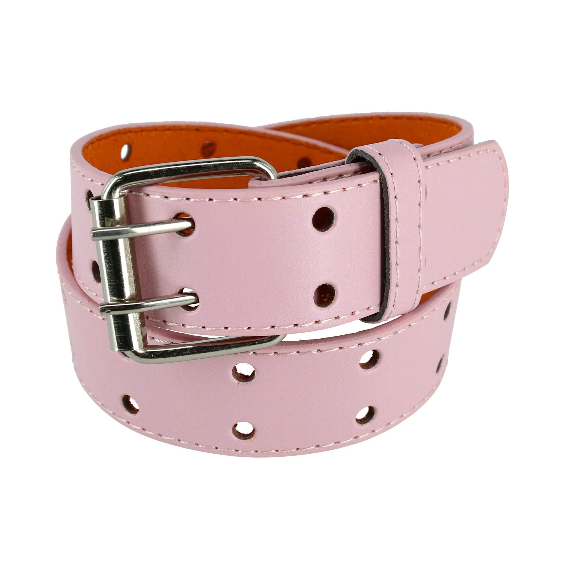 CTM® Kids' 1 Inch Wide Leather Two Hole Jean Belt - Light Pink