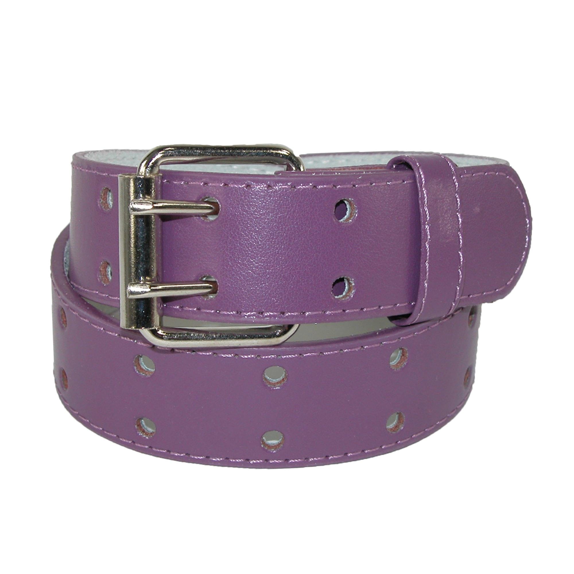 CTM® Kids' 1 Inch Wide Leather Two Hole Jean Belt - Dark Purple