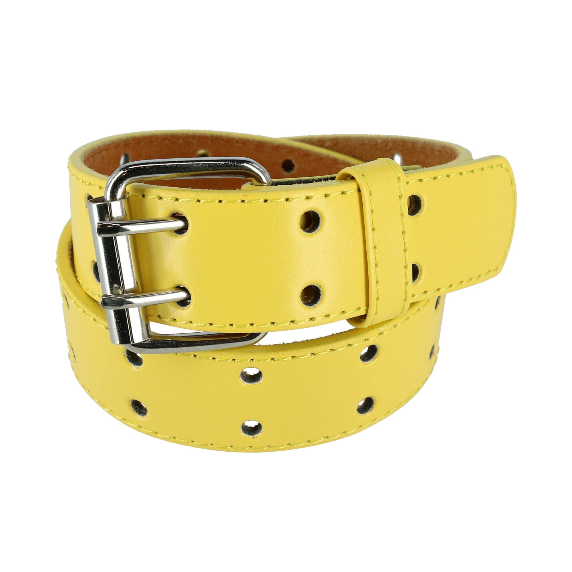 CTM® Kids' 1 Inch Wide Leather Two Hole Jean Belt - Yellow