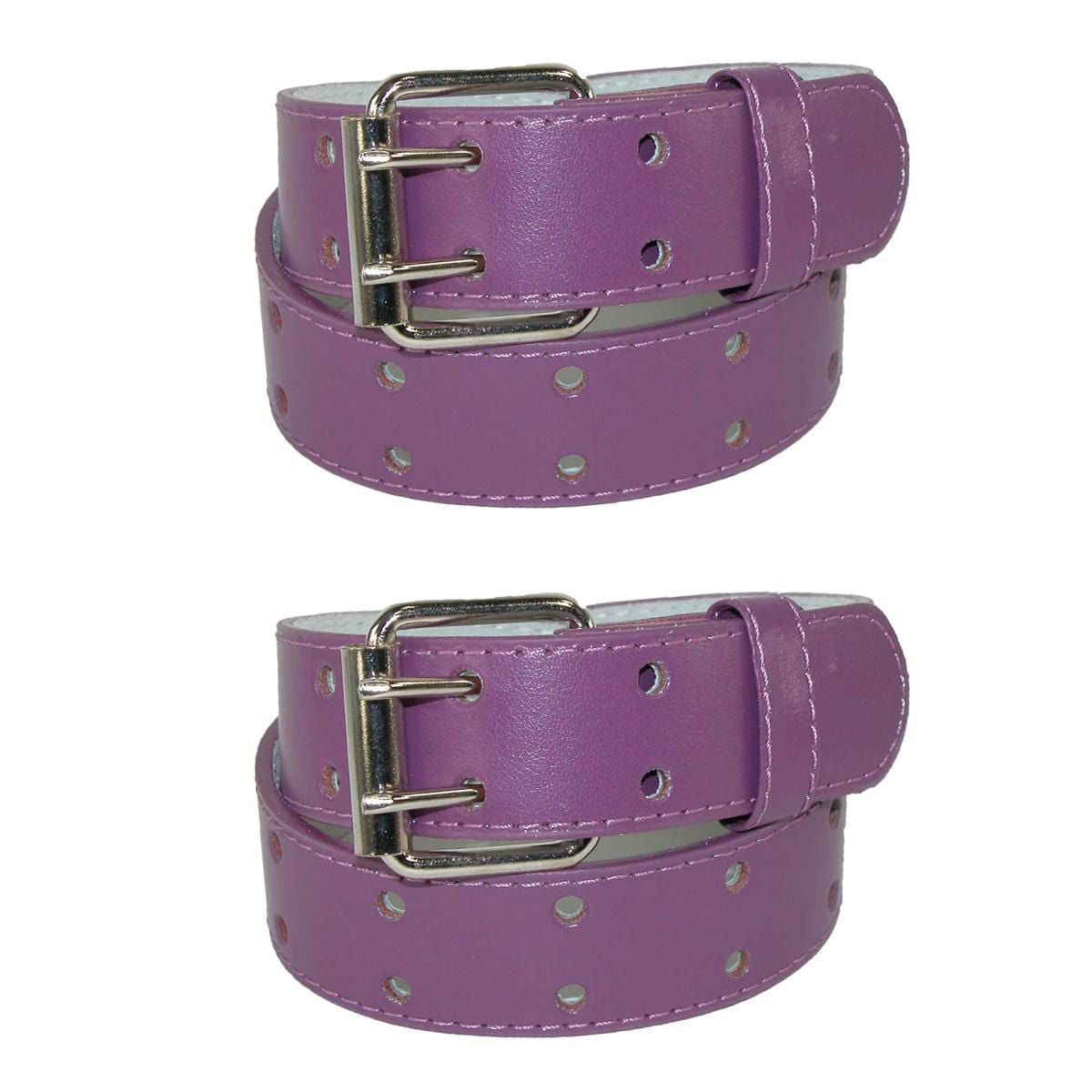CTM® Kids' Leather Two Hole Jean Belt (Pack of 2) - Purple