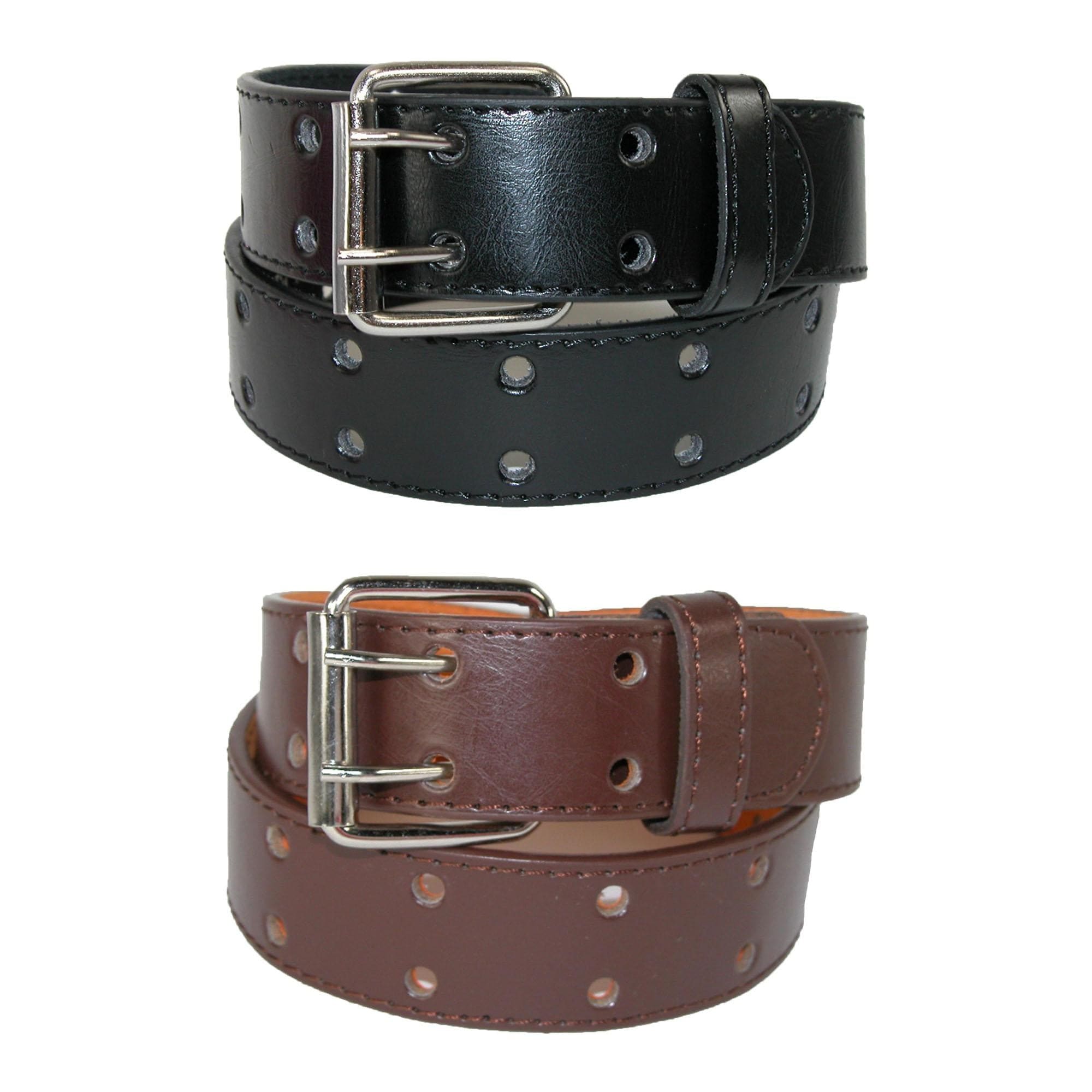 CTM® Kid's Leather Two Hole Jean Belt (Pack of 2 Colors)