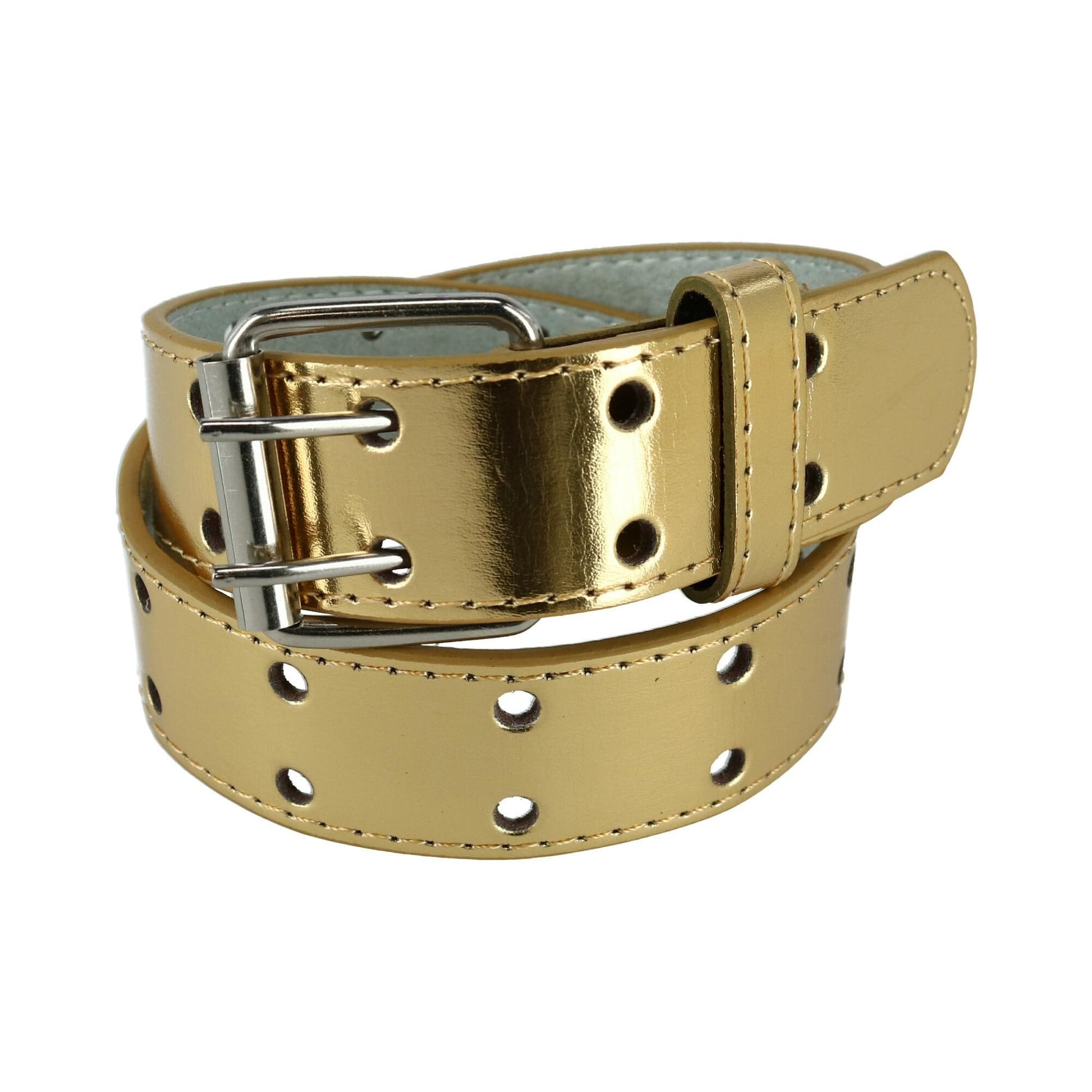 CTM® Kid's Leather Two Hole Jean Belt (Pack of 2 Colors) - Black and Gold
