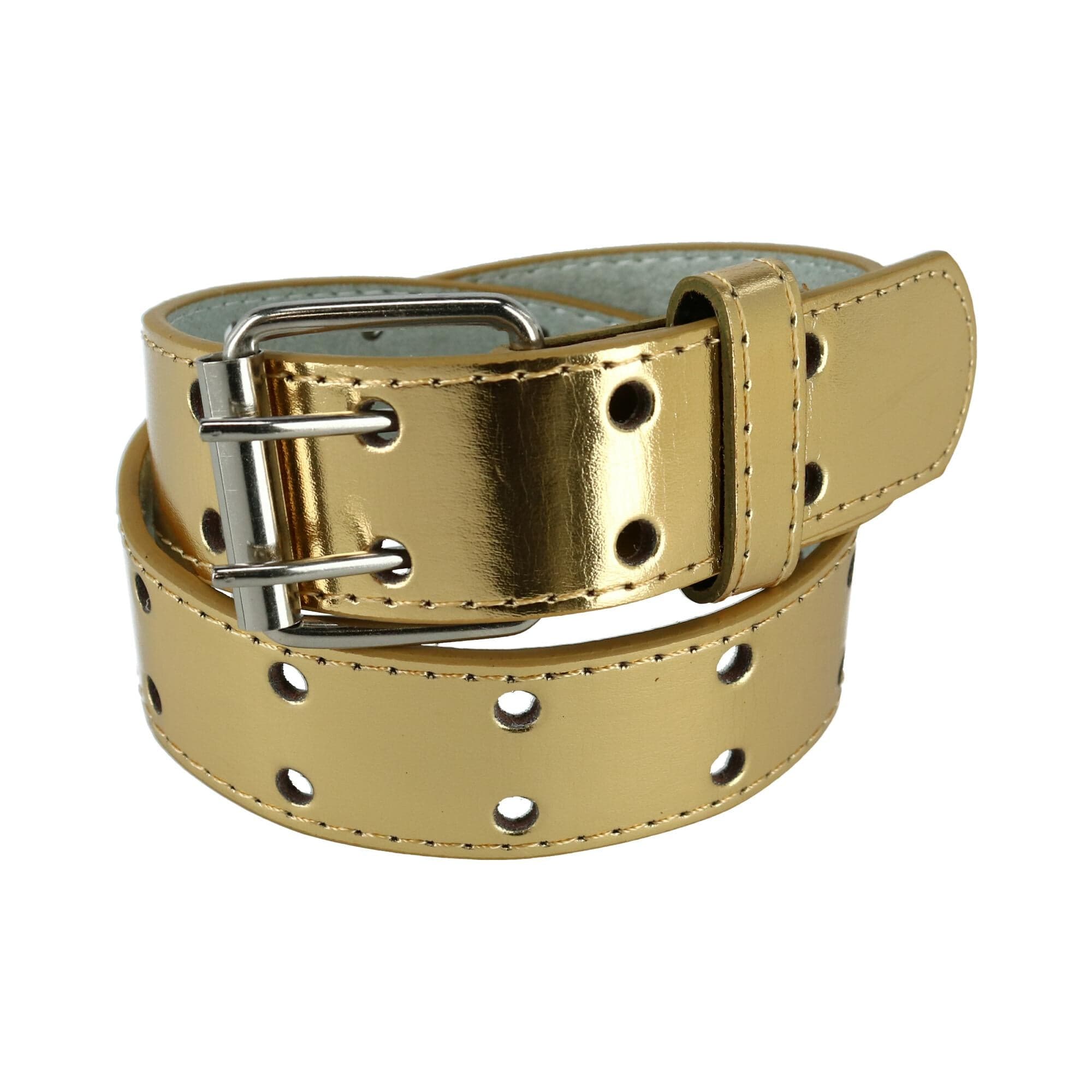 CTM® Kid's Leather Two Hole Jean Belt (Pack of 2 Colors) - Black and Gold