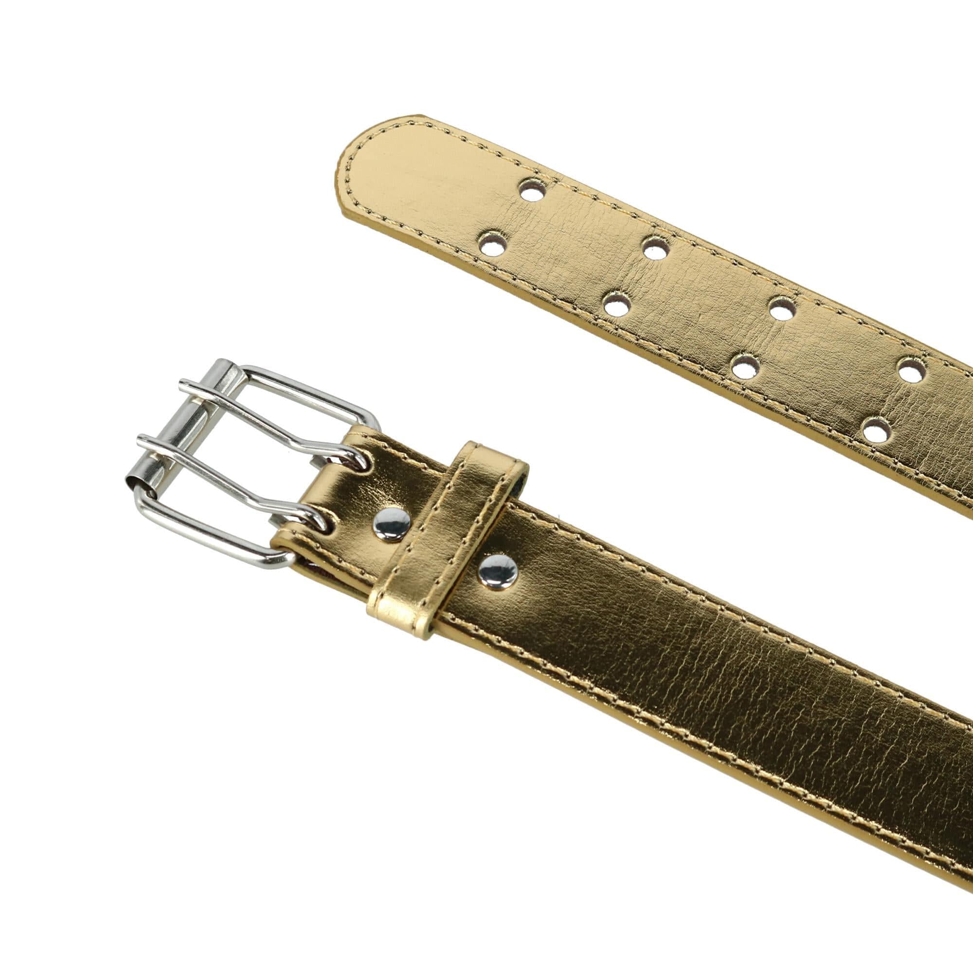CTM® Kid's Leather Two Hole Jean Belt (Pack of 2 Colors) - Black and Gold