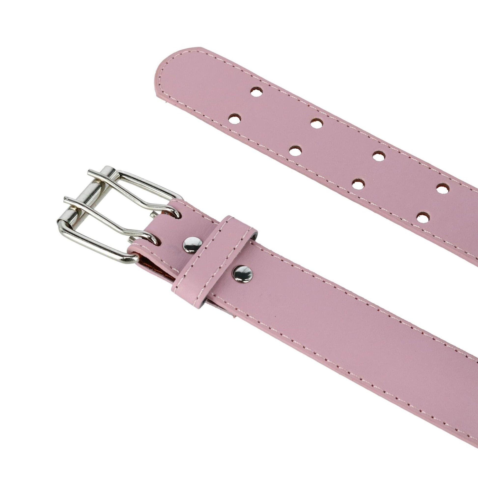 CTM® Kid's Leather Two Hole Jean Belt (Pack of 2 Colors) - Black and Light Pink