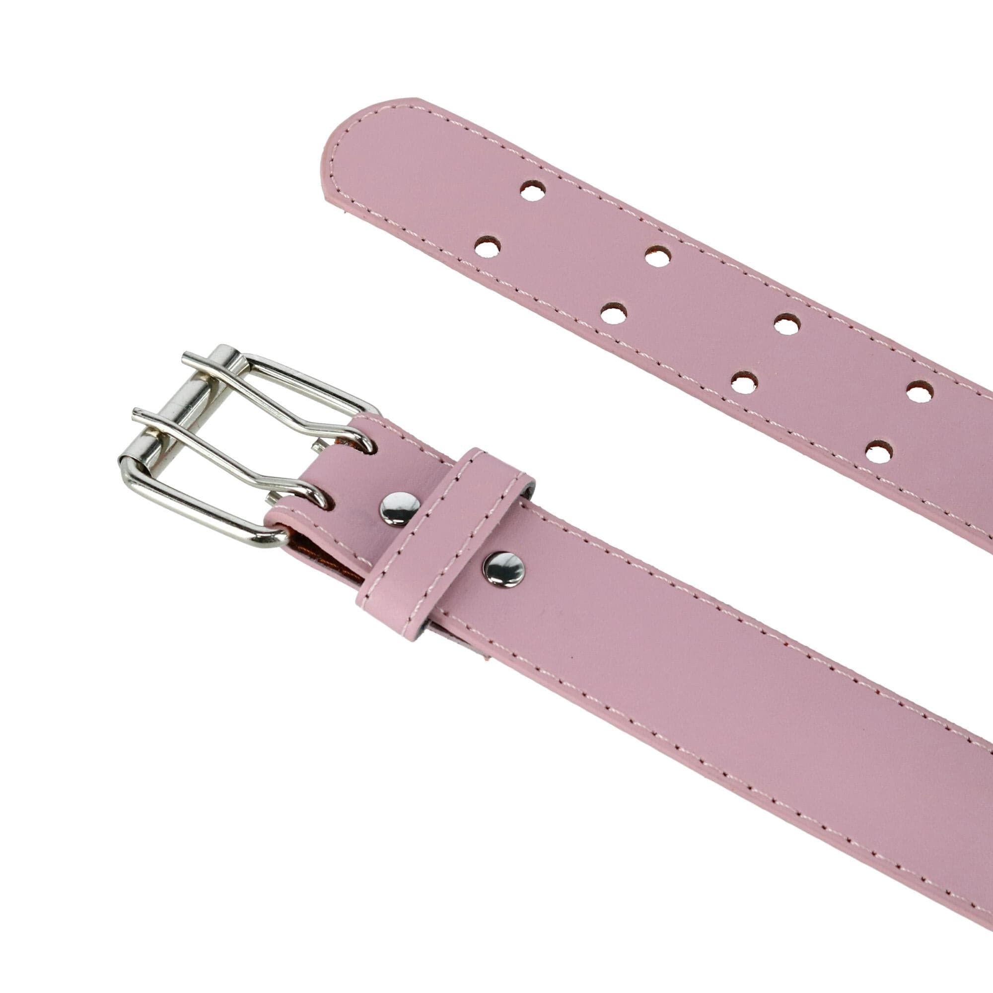 CTM® Kid's Leather Two Hole Jean Belt (Pack of 2 Colors) - Black and Light Pink