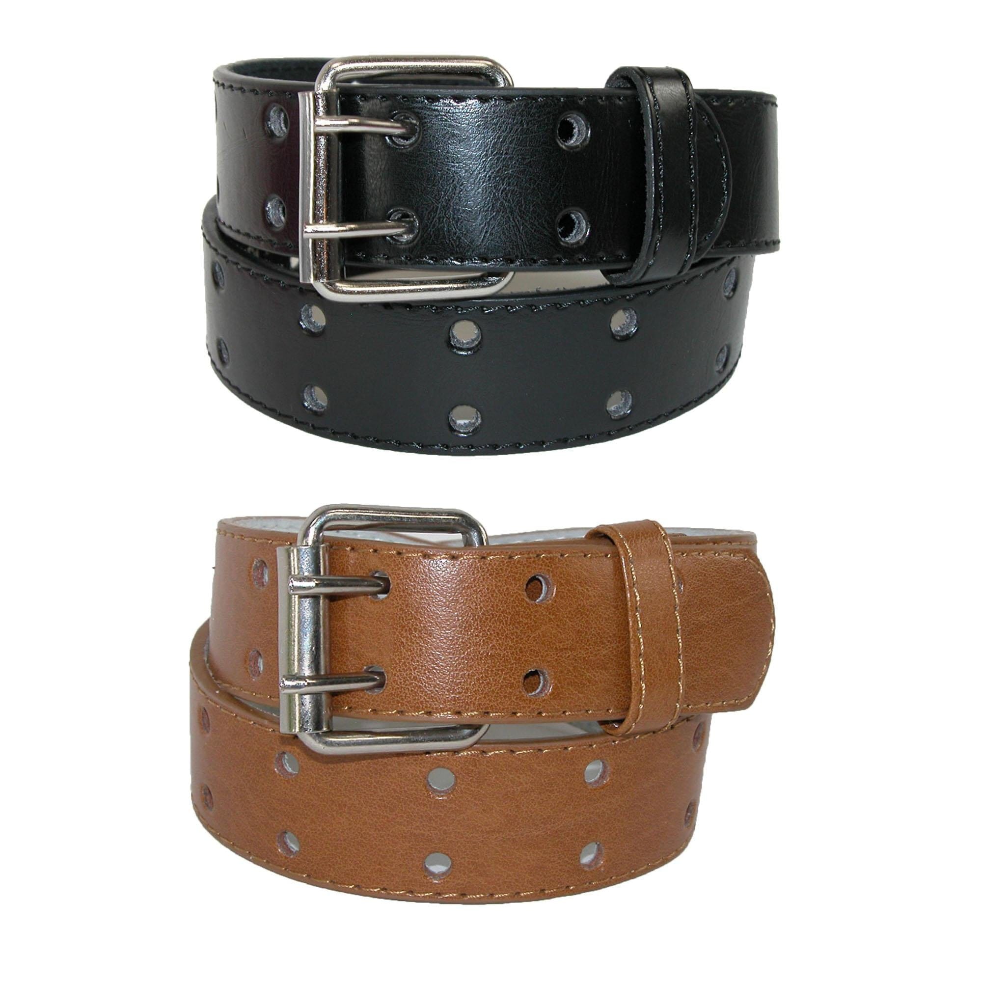 CTM® Kid's Leather Two Hole Jean Belt (Pack of 2 Colors)
