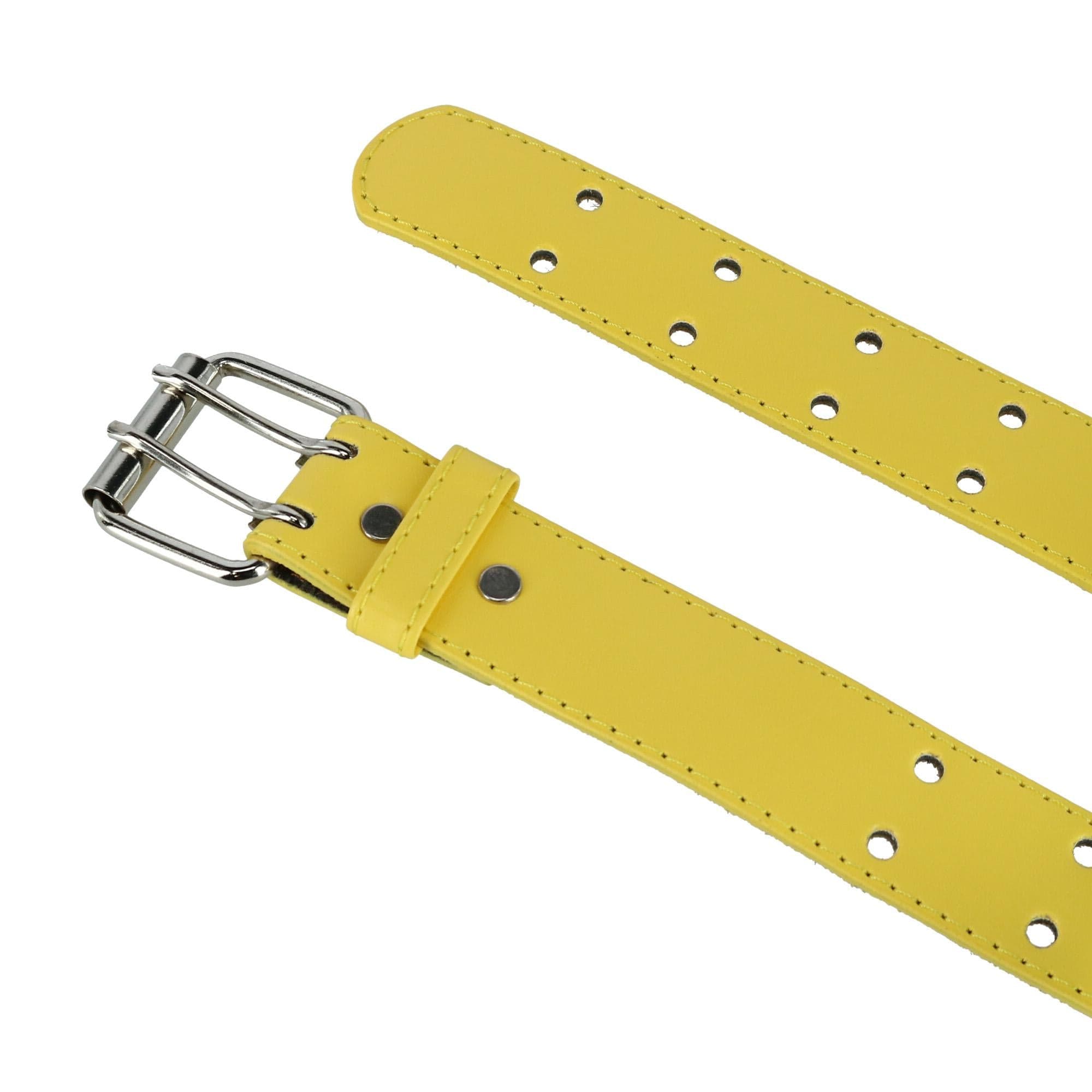 CTM® Kid's Leather Two Hole Jean Belt (Pack of 2 Colors) - Black and Yellow