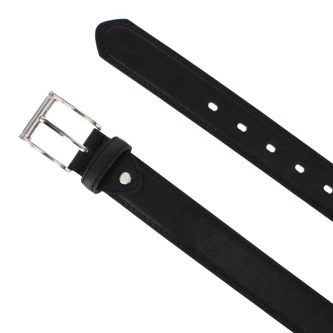 CTM® Men's 1.25 Inch Wide Leather Belt with Edge Detail - Black