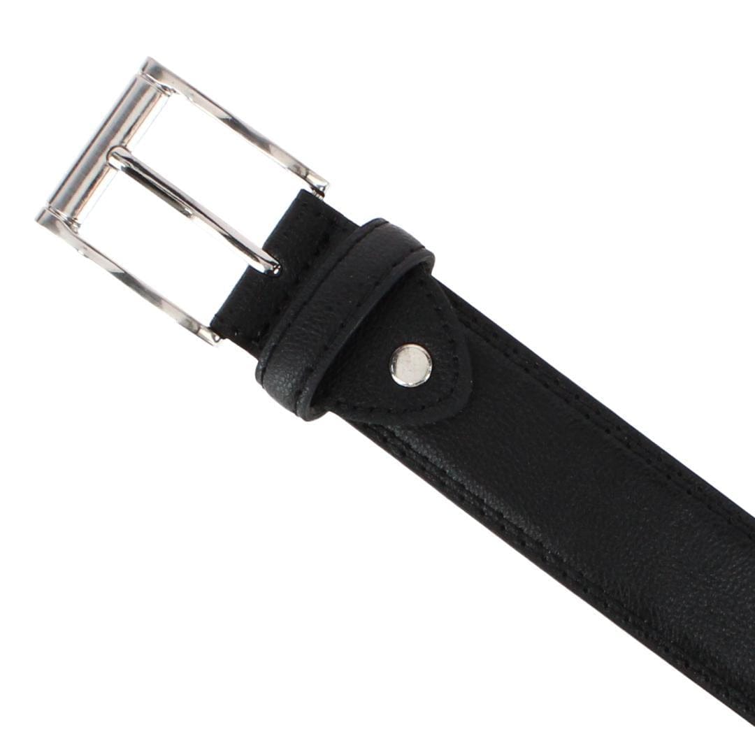 CTM® Men's 1.25 Inch Wide Leather Belt with Edge Detail - Black