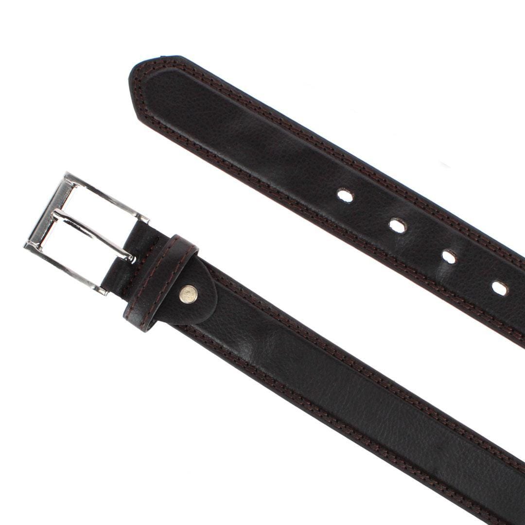 CTM® Men's 1.25 Inch Wide Leather Belt with Edge Detail - Brown