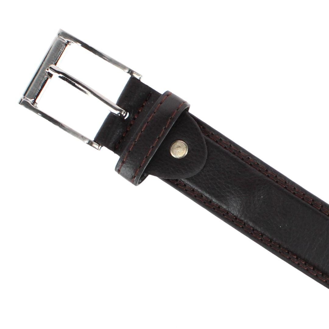 CTM® Men's 1.25 Inch Wide Leather Belt with Edge Detail - Brown