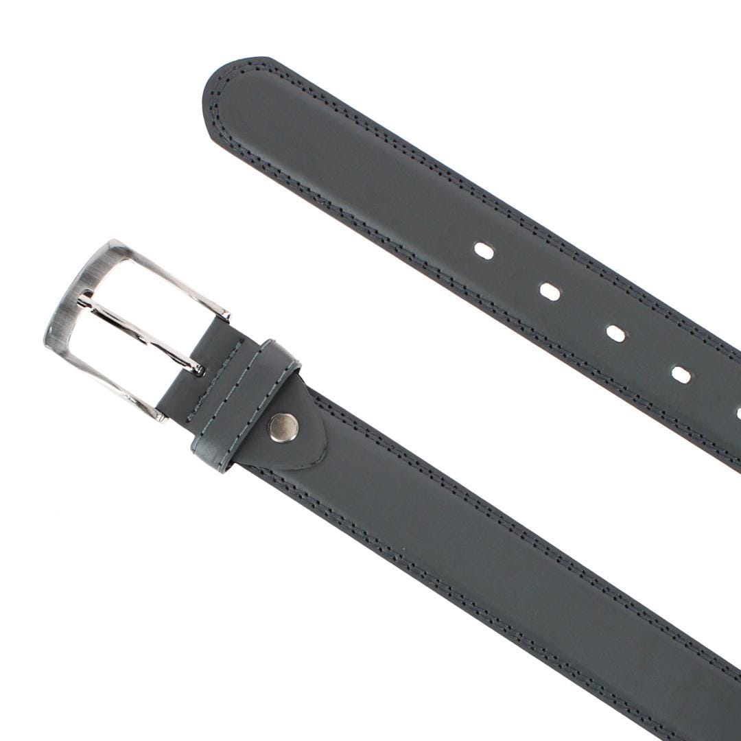 CTM® Men's 1.25 Inch Wide Leather Belt with Edge Detail - Gray