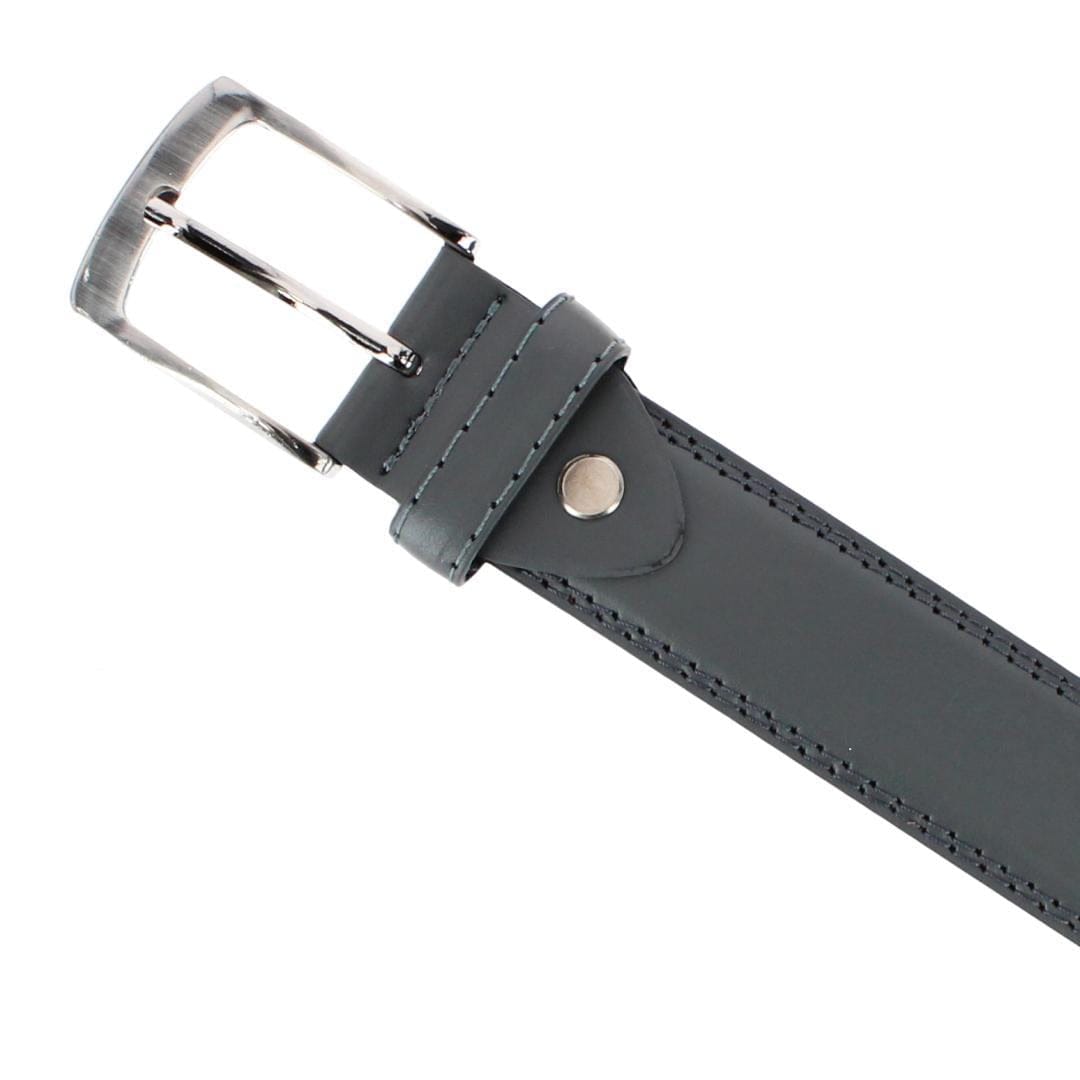 CTM® Men's 1.25 Inch Wide Leather Belt with Edge Detail - Gray