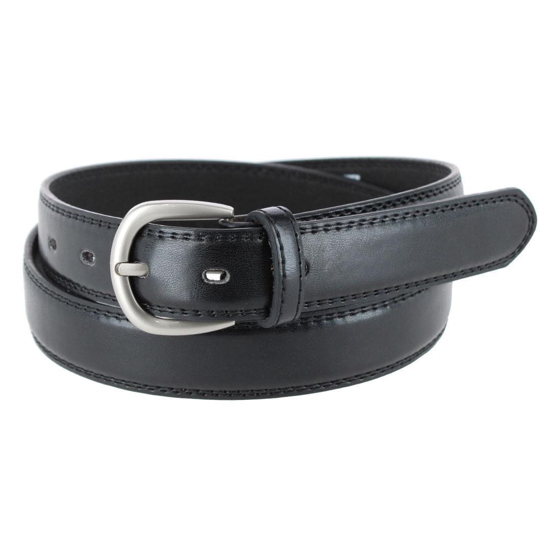 CTM® Men's 1 1/8 Inch Wide Basic Dress Belt - Black