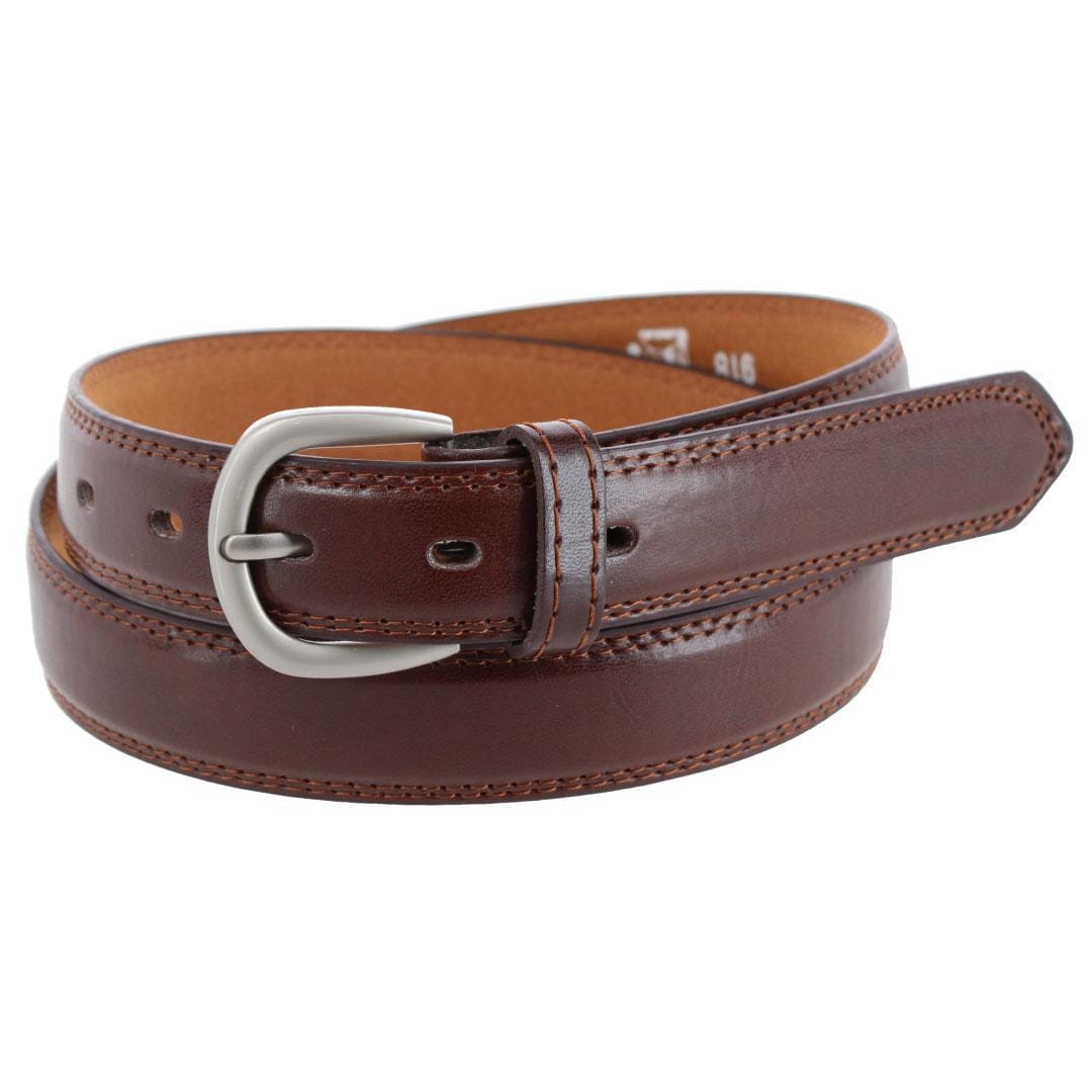 CTM® Men's 1 1/8 Inch Wide Basic Dress Belt - Brown