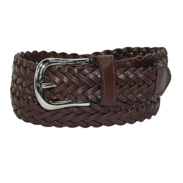 Boys' Leather 3/4 Inch Adjustable Braided Dress Belt