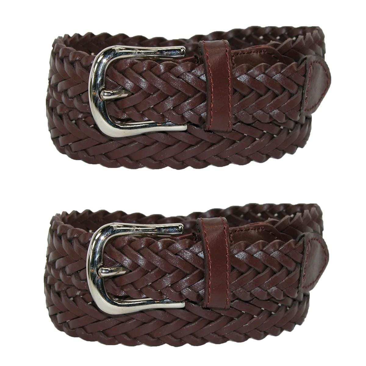 CTM® Boys' Leather Braided Dress Belt (Pack of 2) - Brown