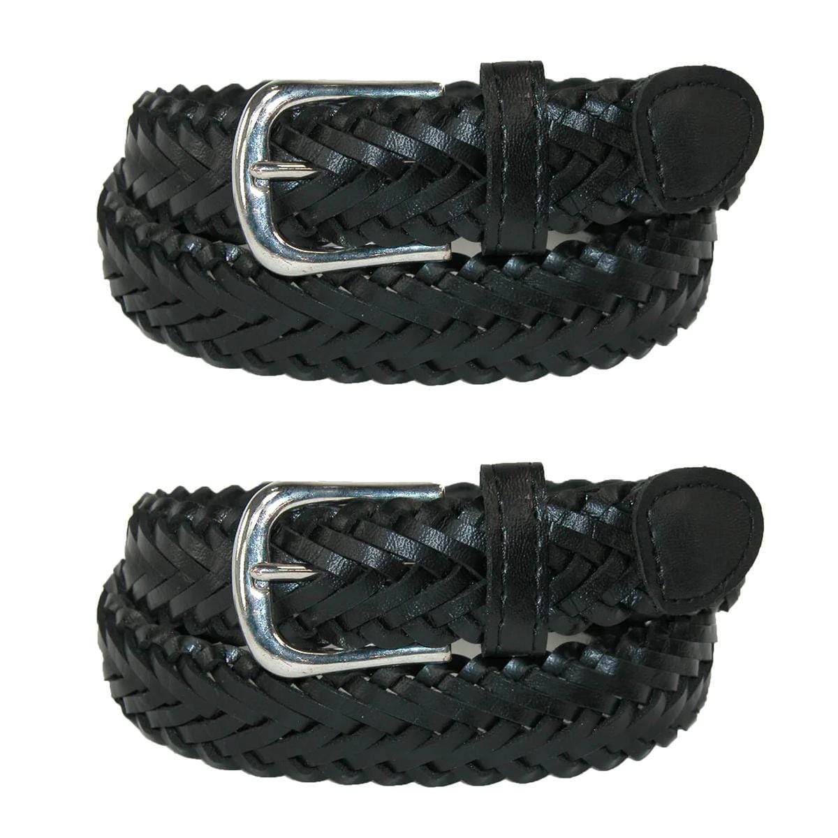 CTM® Boys' Leather Braided Dress Belt (Pack of 2) - Boys' Leather Braided Dress Belt (Pack of 2)